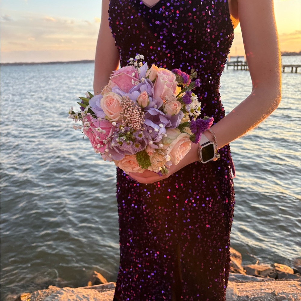 Elegant Purple Sequin Dress